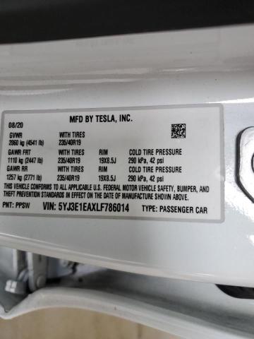 Photo 10 from auction – 2020 TESLA MODEL 3 with VIN 5YJ3E1EAXLF786014