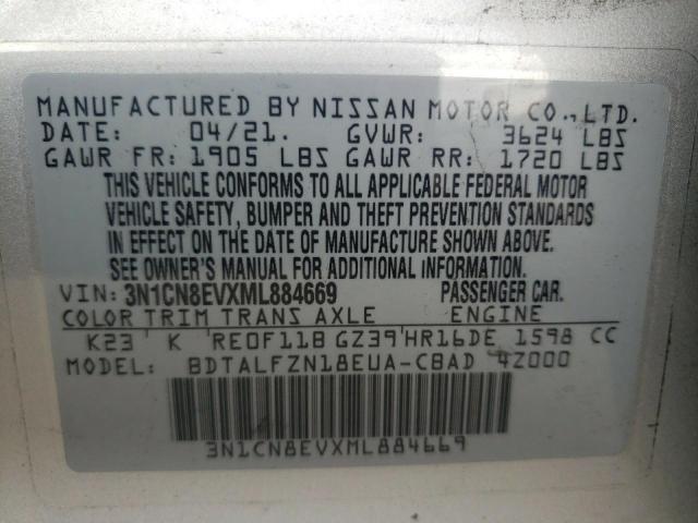 Photo 10 from auction – 2021 NISSAN VERSA SV with VIN 3N1CN8EVXML884669