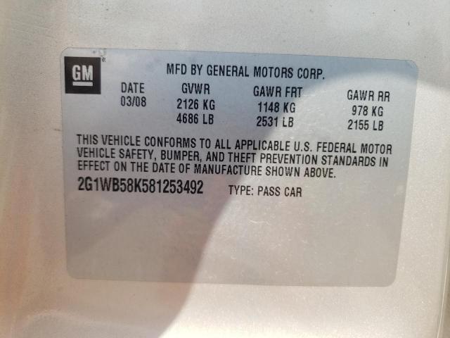 Photo 10 from auction – 2008 CHEVROLET IMPALA LS with VIN 2G1WB58K581253492