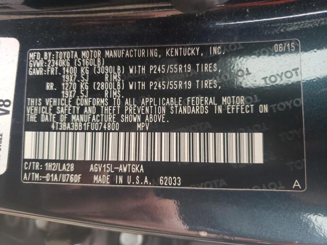 Photo 10 from auction – 2015 TOYOTA VENZA LE with VIN 4T3BA3BB1FU074800