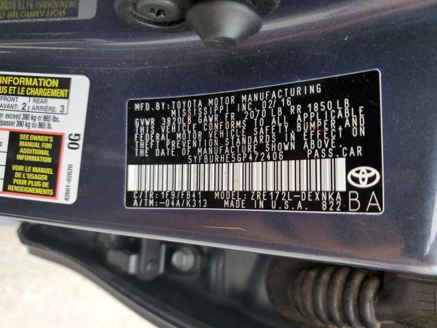 Photo 10 from auction – 2016 TOYOTA COROLLA L with VIN 5YFBURHE5GP472406