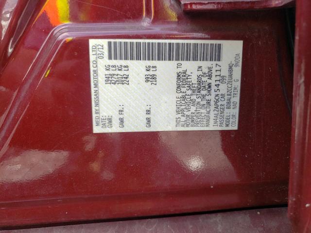 Photo 10 from auction – 2012 NISSAN ALTIMA BAS with VIN 1N4AL2AP6CN541117