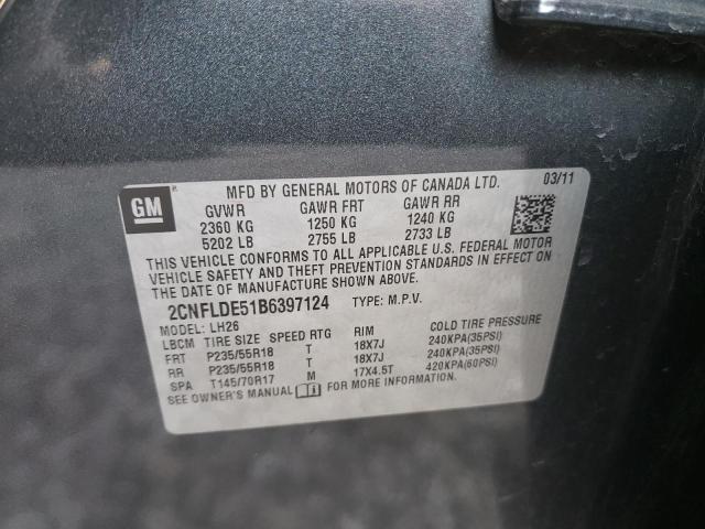 Photo 10 from auction – 2011 CHEVROLET EQUINOX LT with VIN 2CNFLDE51B6397124