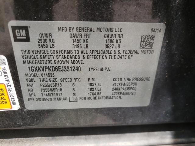 Photo 10 from auction – 2014 GMC ACADIA SLE with VIN 1GKKVPKD6EJ331240