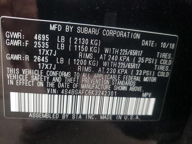 Photo 10 from auction – 2019 SUBARU OUTBACK 2. with VIN 4S4BSAFC6K3242301