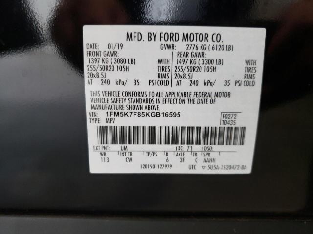 Photo 10 from auction – 2019 FORD EXPLORER L with VIN 1FM5K7F85KGB16595