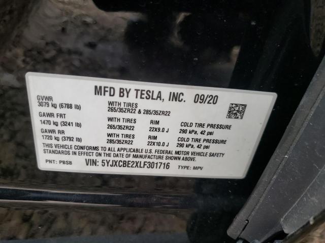 Photo 10 from auction – 2020 TESLA MODEL X with VIN 5YJXCBE2XLF301716