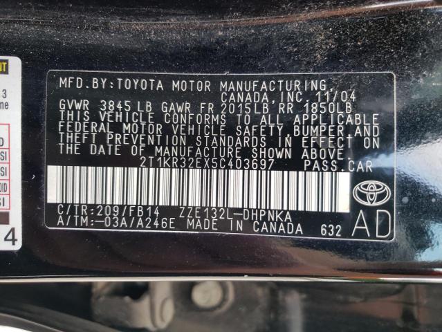 Photo 10 from auction – 2005 TOYOTA COROLLA MA with VIN 2T1KR32EX5C403697
