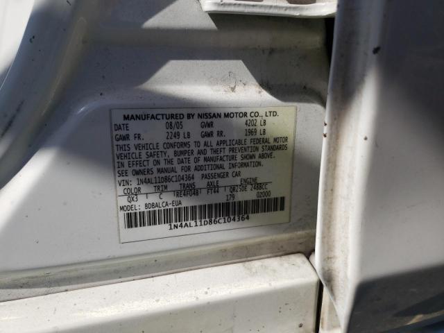 Photo 10 from auction – 2006 NISSAN ALTIMA S with VIN 1N4AL11D86C104364