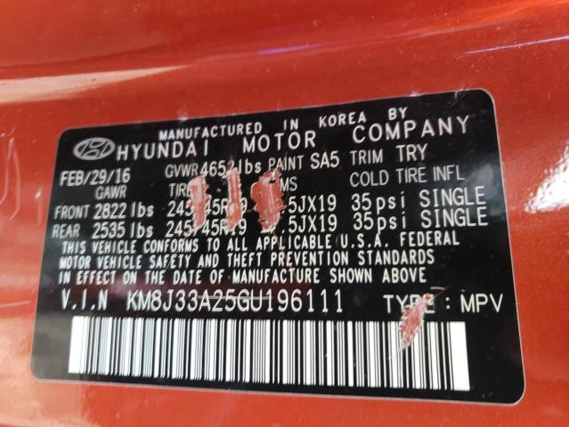 Photo 10 from auction – 2016 HYUNDAI TUCSON LIM with VIN KM8J33A25GU196111