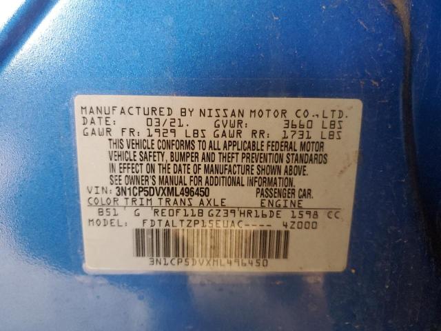 Photo 10 from auction – 2021 NISSAN KICKS SR with VIN 3N1CP5DVXML496450
