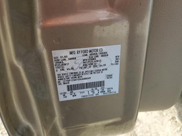 Photo 10 from auction – 2005 FORD F150 with VIN 1FTRF12W75NA88049