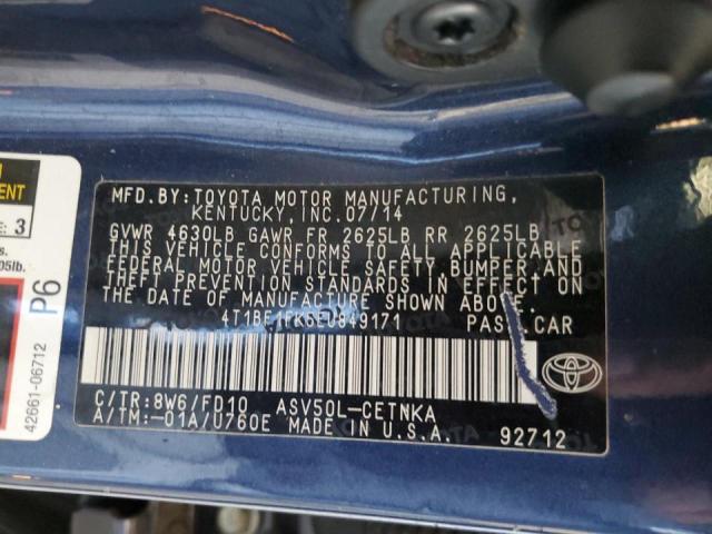 Photo 10 from auction – 2014 TOYOTA CAMRY L with VIN 4T1BF1FK5EU849171