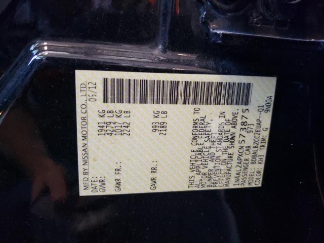 Photo 10 from auction – 2012 NISSAN ALTIMA BAS with VIN 1N4AL2APXCN573875