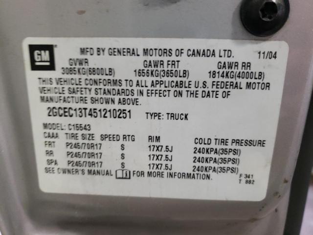 Photo 10 from auction – 2005 CHEVROLET 1500 with VIN 2GCEC13T451210251