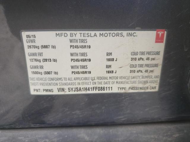 Photo 10 from auction – 2015 TESLA MODEL S P8 with VIN 5YJSA1H41FF086111