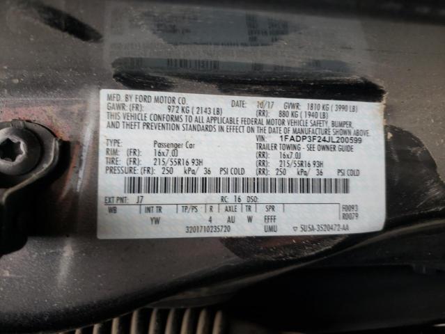 Photo 10 from auction – 2018 FORD FOCUS SE with VIN 1FADP3F24JL200599