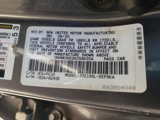 Photo 10 from auction – 2006 TOYOTA COROLLA CE with VIN 1NXBR30E26Z586354