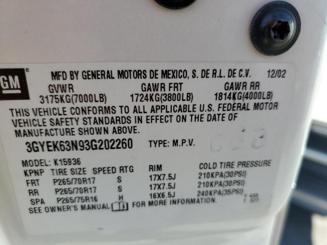 Photo 10 from auction – 2003 CADILLAC ESCALADE E with VIN 3GYEK63N93G202260