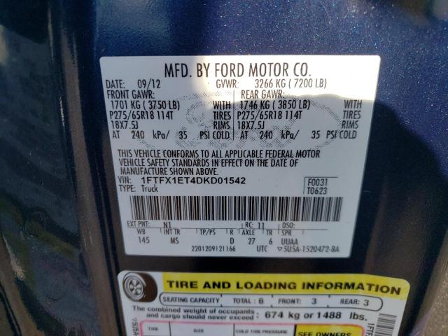 Photo 10 from auction – 2013 FORD F150 SUPER with VIN 1FTFX1ET4DKD01542