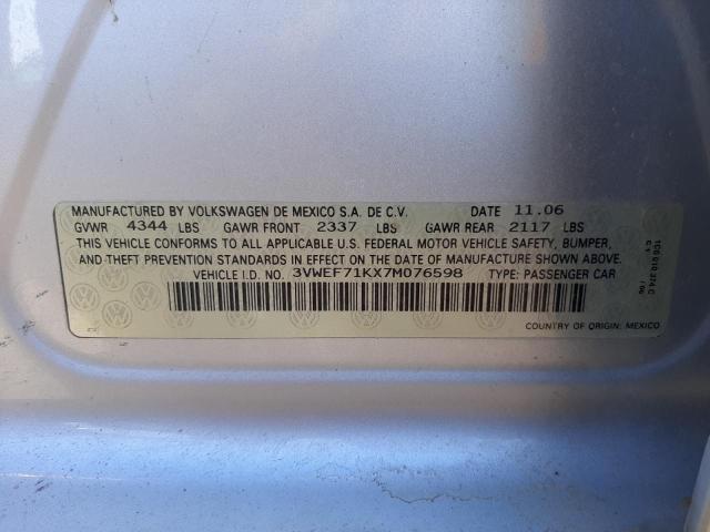 Photo 10 from auction – 2007 VOLKSWAGEN JETTA WOLF with VIN 3VWEF71KX7M076598