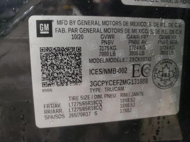 Photo 10 from auction – 2021 CHEVROLET SILVERADO with VIN 3GCPYCEF2MG131888
