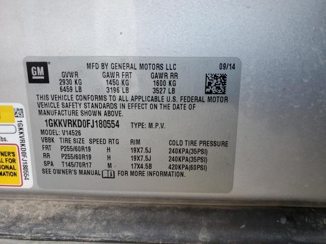 Photo 10 from auction – 2015 GMC ACADIA SLT with VIN 1GKKVRKD0FJ180554