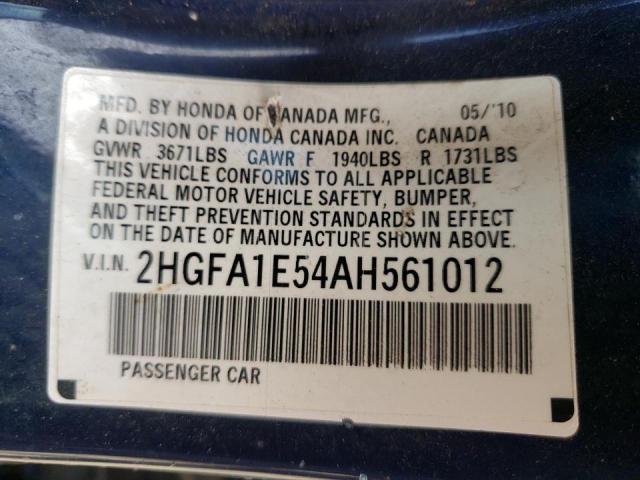Photo 10 from auction – 2010 HONDA CIVIC LX with VIN 2HGFA1E54AH561012