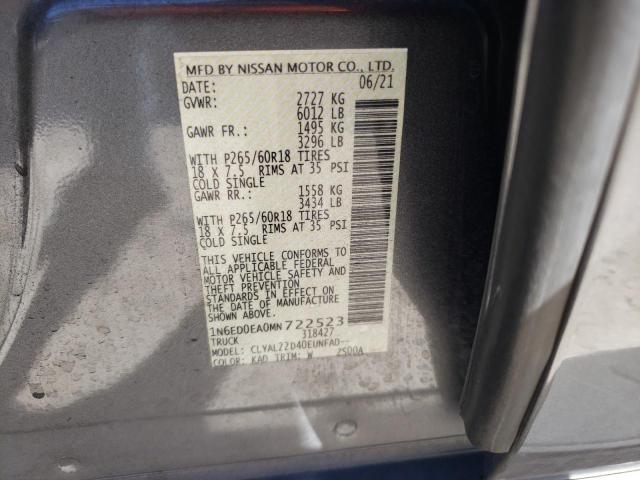 Photo 10 from auction – 2021 NISSAN FRONTIER S with VIN 1N6ED0EA0MN722523