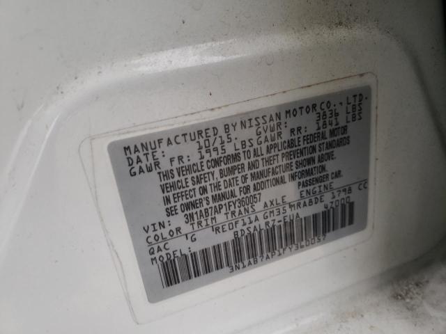 Photo 10 from auction – 2015 NISSAN SENTRA S with VIN 3N1AB7AP1FY360057