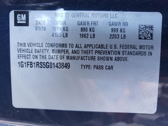 Photo 10 from auction – 2016 CHEVROLET CAMARO LT with VIN 1G1FB1RS5G0143849
