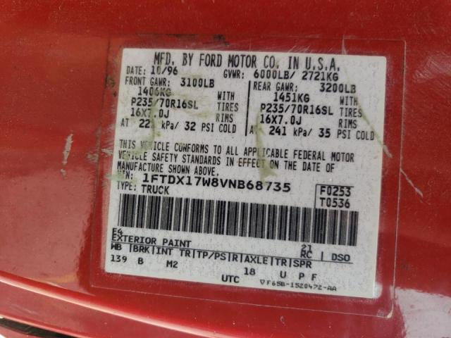 Photo 10 from auction – 1997 FORD F150 with VIN 1FTDX17W8VNB68735