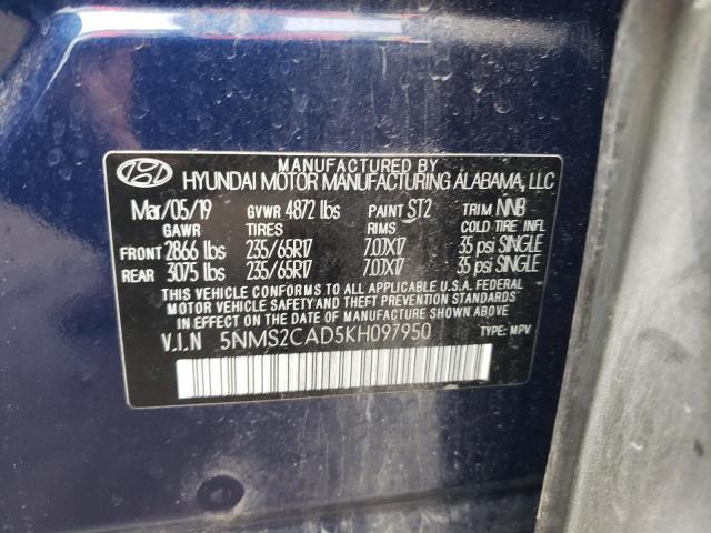 Photo 10 from auction – 2019 HYUNDAI SANTA FE S with VIN 5NMS2CAD5KH097950