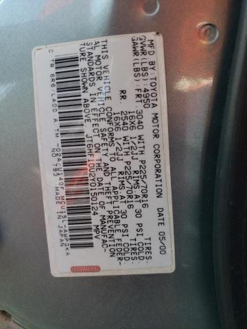 Photo 10 from auction – 2000 LEXUS RX 300 with VIN JT6HF10U2Y0150124