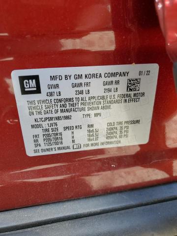 Photo 10 from auction – 2022 CHEVROLET TRAX 1LT with VIN KL7CJPSM1NB519862