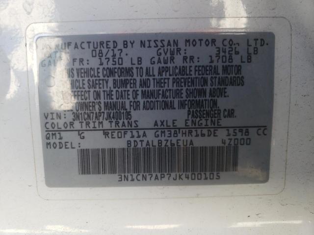 Photo 10 from auction – 2018 NISSAN VERSA S with VIN 3N1CN7AP7JK400105