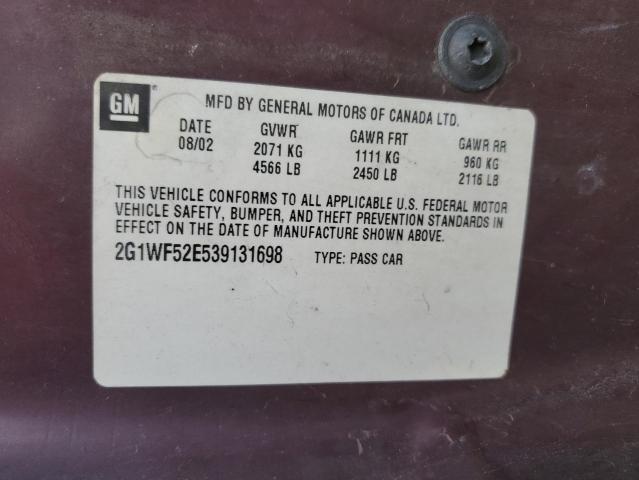 Photo 10 from auction – 2003 CHEVROLET IMPALA with VIN 2G1WF52E539131698