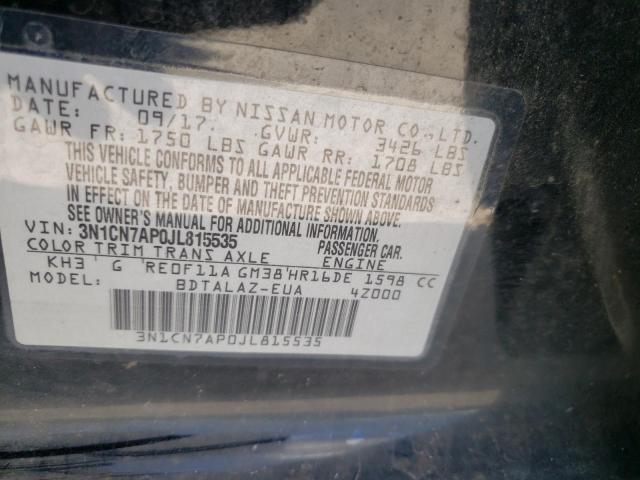 Photo 10 from auction – 2018 NISSAN VERSA S with VIN 3N1CN7AP0JL815535