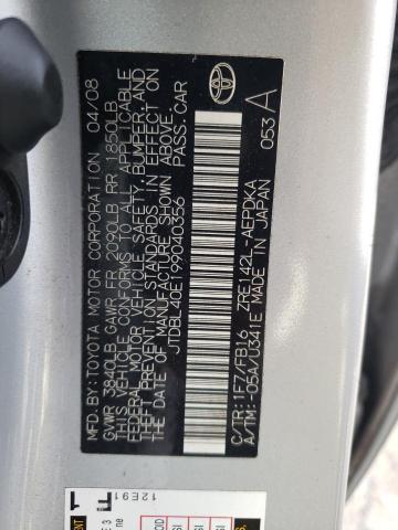 Photo 10 from auction – 2009 TOYOTA COROLLA BA with VIN JTDBL40E199040356