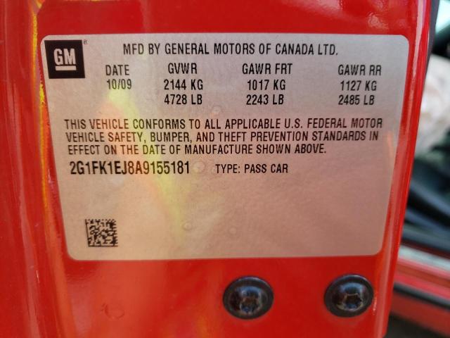 Photo 10 from auction – 2010 CHEVROLET CAMARO SS with VIN 2G1FK1EJ8A9155181