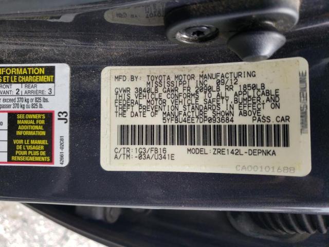 Photo 10 from auction – 2013 TOYOTA COROLLA BA with VIN 5YFBU4EE7DP093684