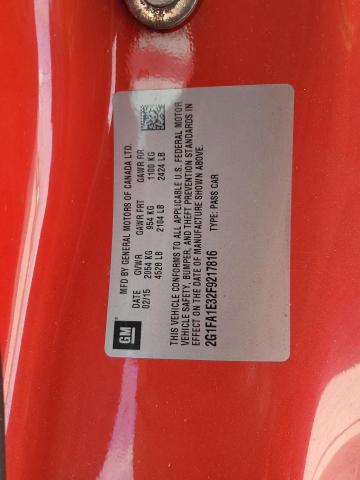 Photo 10 from auction – 2015 CHEVROLET CAMARO LS with VIN 2G1FA1E32F9217816