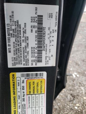 Photo 10 from auction – 2015 FORD FUSION SE with VIN 3FA6P0H93FR283792