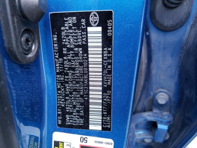Photo 10 from auction – 2020 TOYOTA CAMRY LE with VIN 4T1C31AK8LU010214
