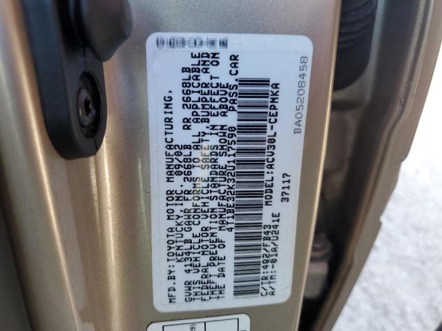Photo 10 from auction – 2002 TOYOTA CAMRY LE with VIN 4T1BE32K32U117590