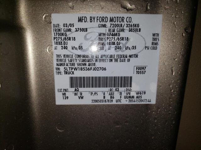 Photo 10 from auction – 2006 LINCOLN MARK LT with VIN 5LTPW18536FJ02706