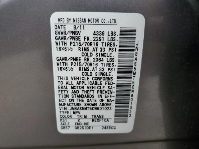 Photo 10 from auction – 2012 NISSAN ROGUE S with VIN JN8AS5MT5CW601023