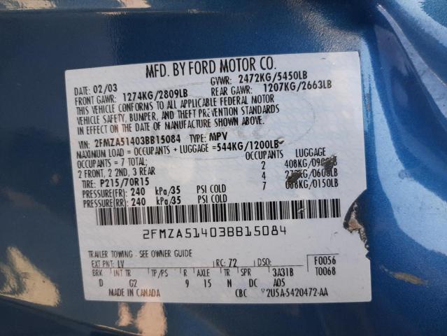 Photo 10 from auction – 2003 FORD WINDSTAR L with VIN 2FMZA51403BB15084