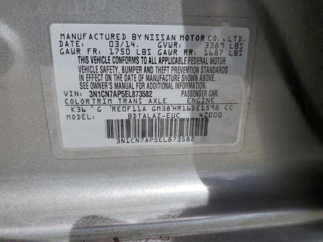 Photo 10 from auction – 2014 NISSAN VERSA S with VIN 3N1CN7AP5EL873582