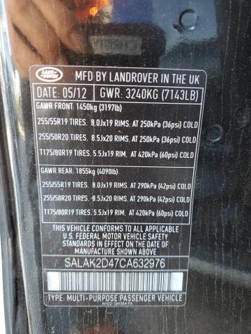 Photo 10 from auction – 2012 LAND ROVER LR4 HSE LU with VIN SALAK2D47CA632976